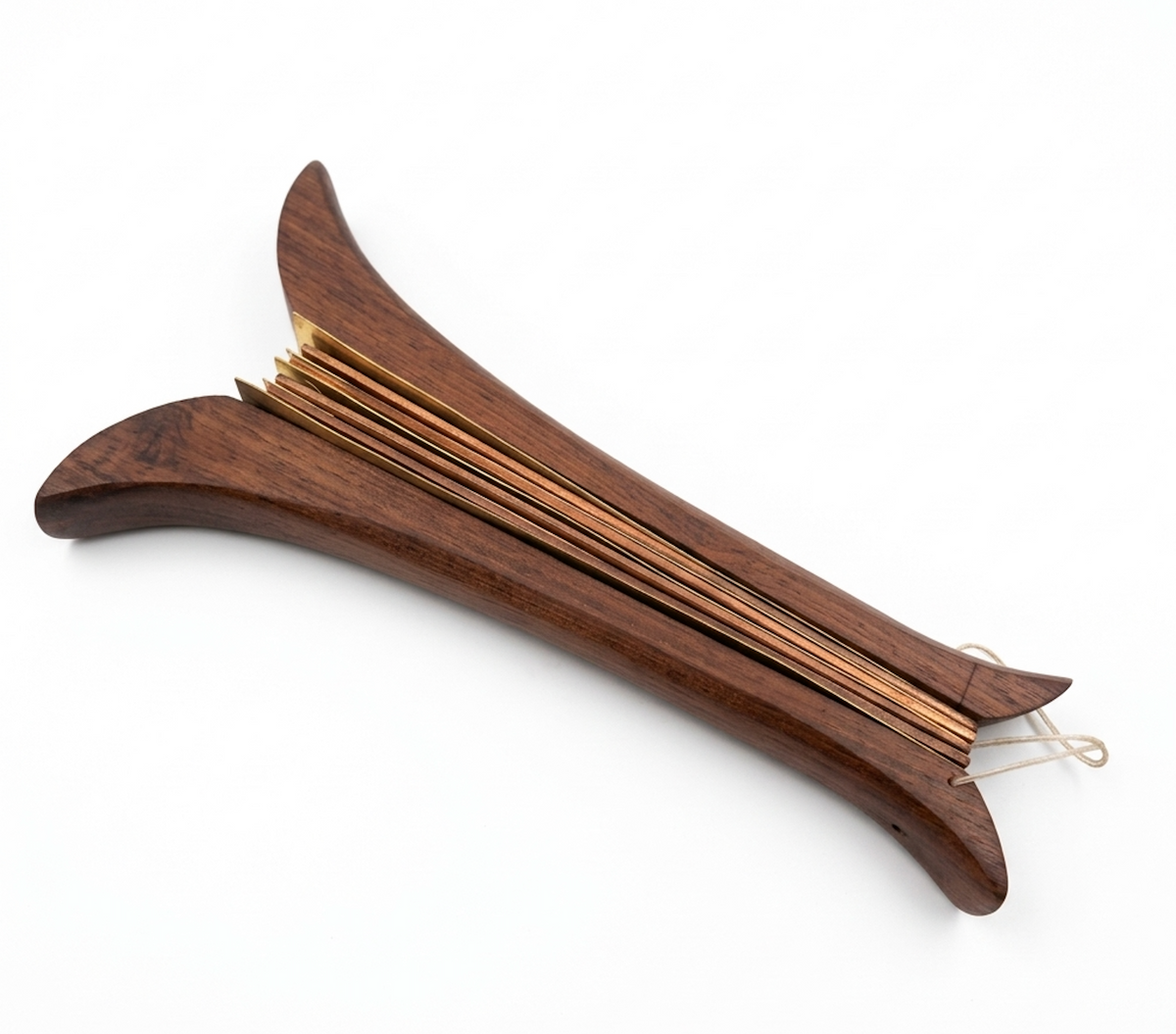 Authentic Thai Krap Phuang Clapper - Siamese Rosewood & Brass Percussion Fan Instrument