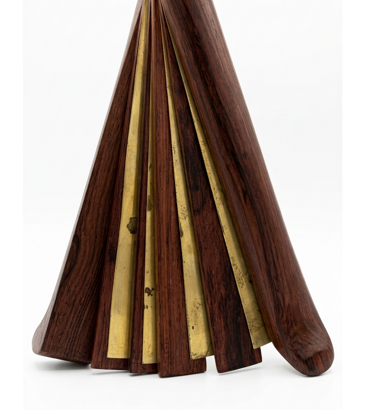 Authentic Thai Krap Phuang Clapper - Siamese Rosewood & Brass Percussion Fan Instrument