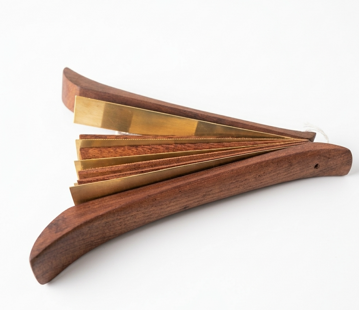Authentic Thai Krap Phuang Clapper - Siamese Rosewood & Brass Percussion Fan Instrument