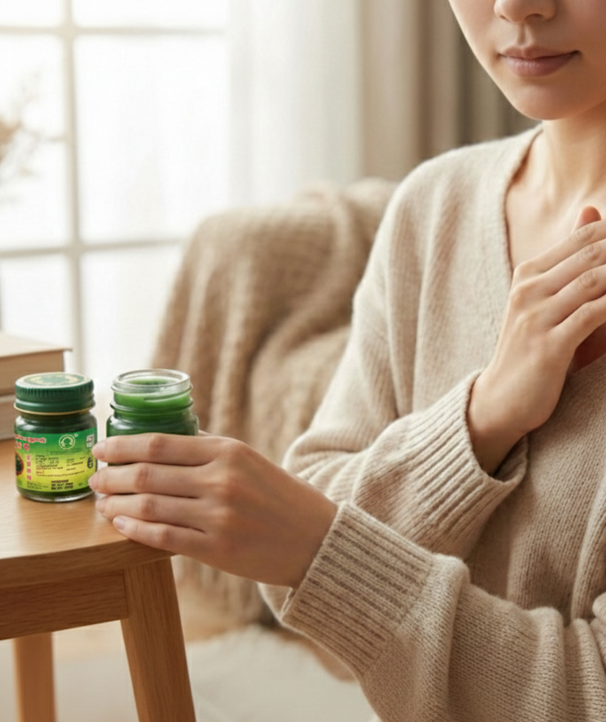 Phoyok Thai Herbal Green Balm (Formula 2) – Cooling Massage Rub (3 Pack)