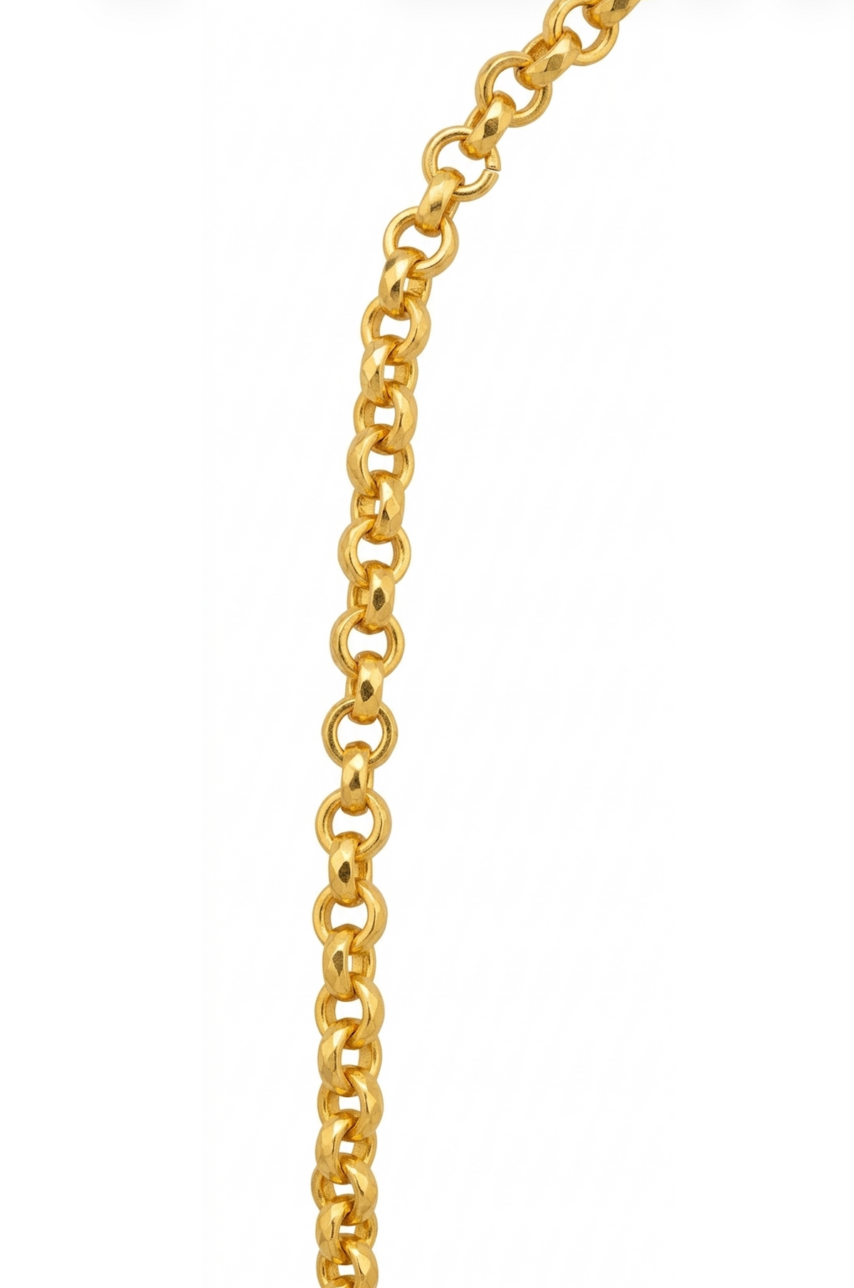 Yellow Gold-Tone Rolo Chain Necklace Thai Style M-Clasp Bead Station 96.5% 44cm 3.8g