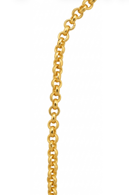 Yellow Gold-Tone Rolo Chain Necklace Thai Style M-Clasp Bead Station 96.5% 44cm 3.8g